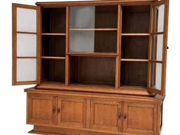Art Deco Bookcase or Display Cabinet with Glass Sliding Doors, 1930s